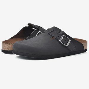 White Mountain Bari Clogs in Black Leather